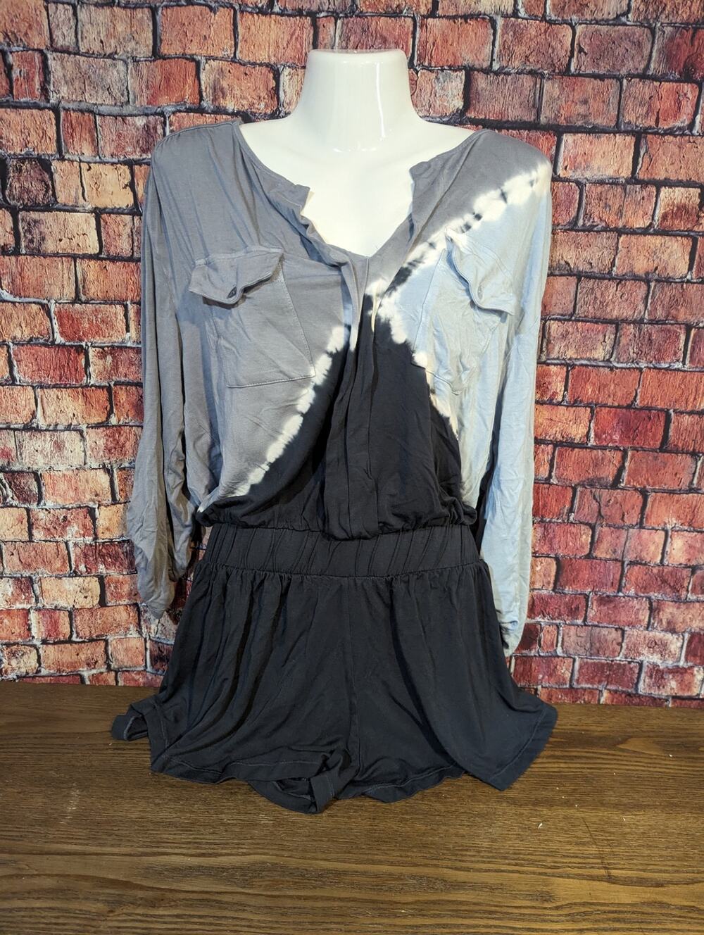 Young Fabulous And Broke Gray Tie Dye Romper Jumpsuit Size s